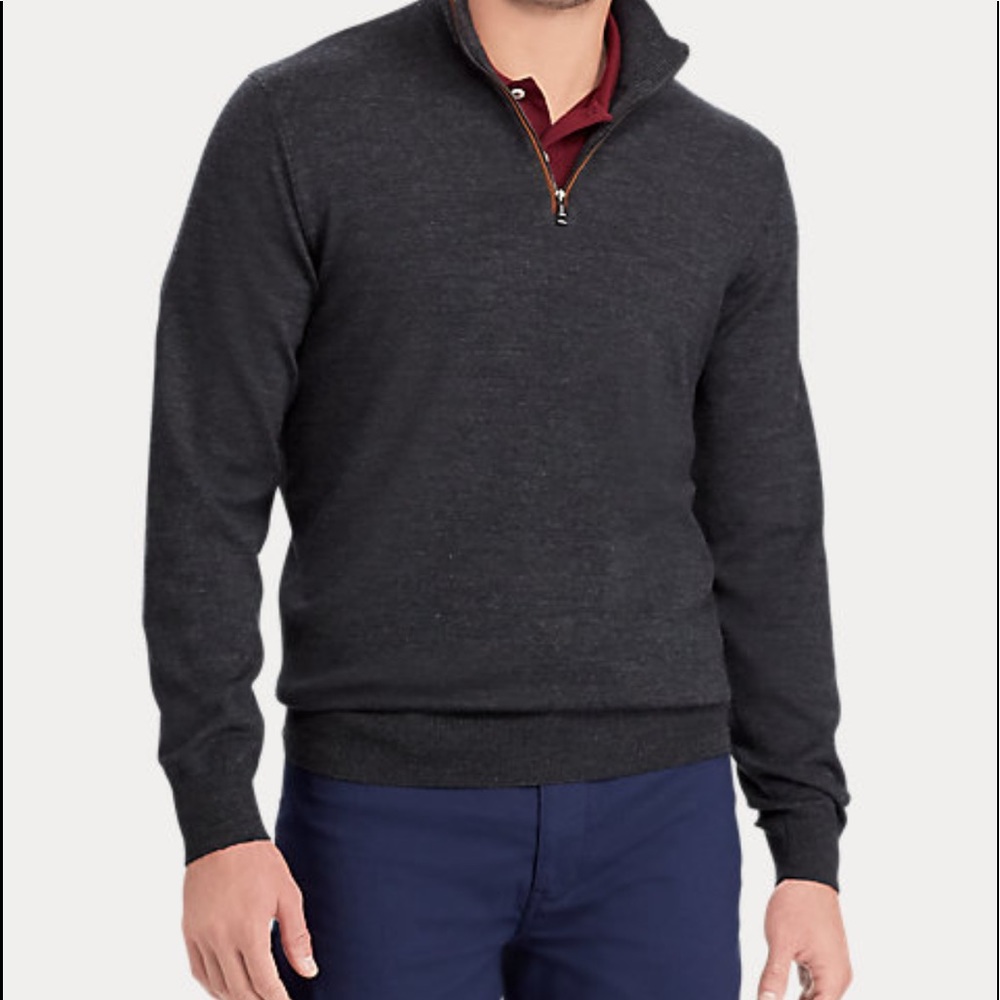 Ralph Lauren Polo Black Half-Zip Long Sleeve Wool Sweater